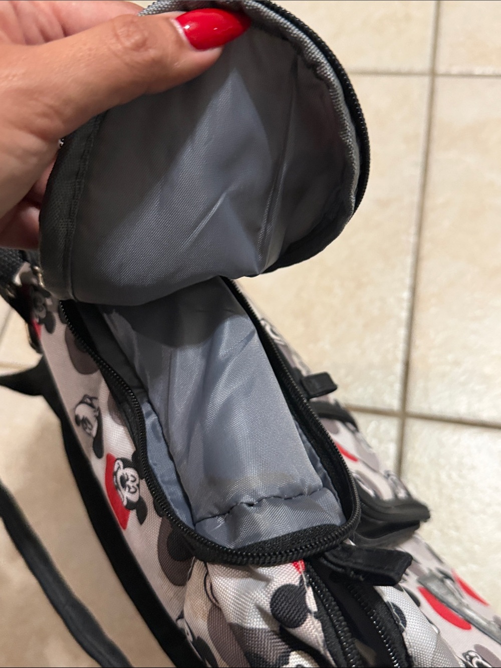 Disney Kids Backpack - Gray/Red Pattern - Picture 4 of 7